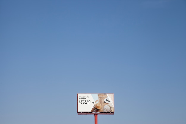 Huge billboard mockup on blue sky background