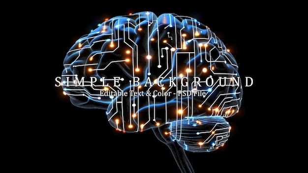 Human head with a luminous brain network consciousness AI generated