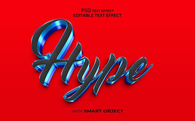 Hype text effect 3d style mockup 3d