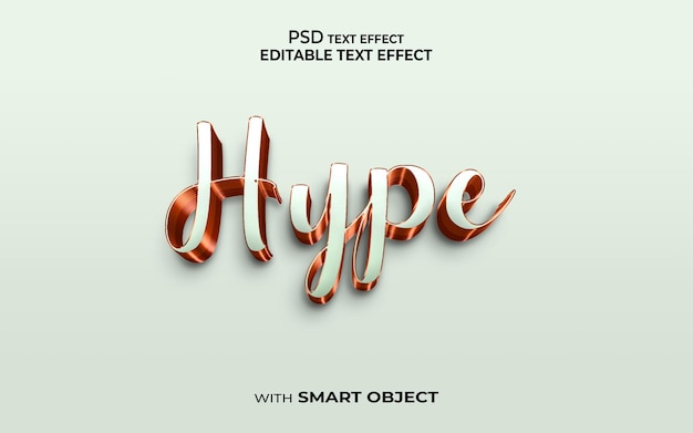 Hype text effect 3d style mockup 3d