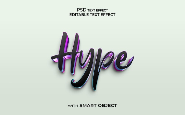 Hype text effect 3d style mockup 3d