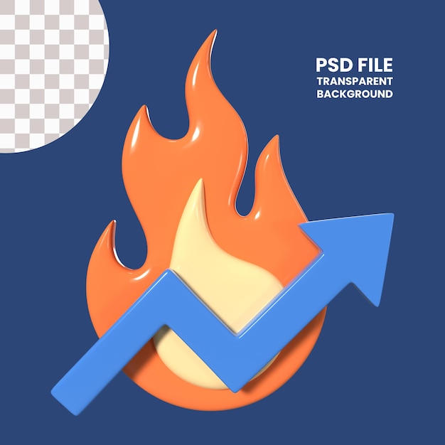 PSD icon met 3d-illustratie van trends