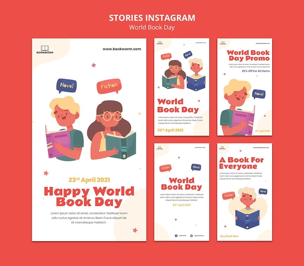 Illustrated world book day instagram stories