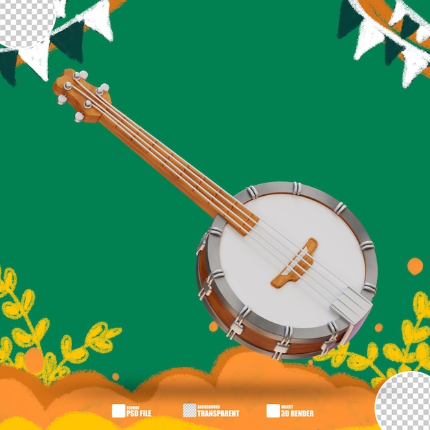 PSD ilustracja 3d banjo 2