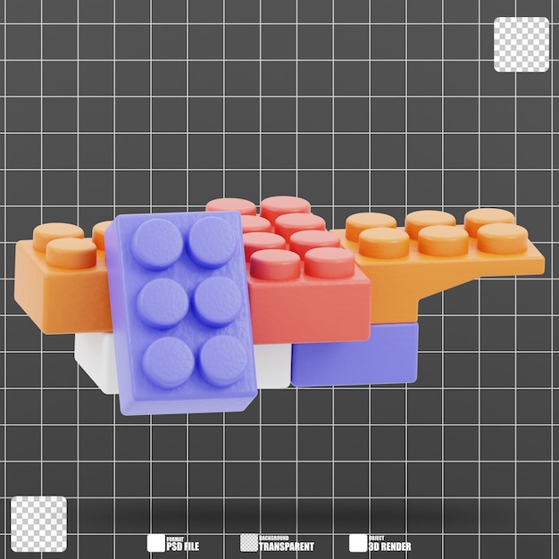 Ilustracja 3D kolorowych zabawek lego