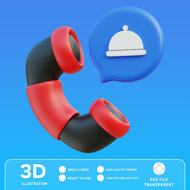 Ilustracja 3D połączenia telefonicznego PSD