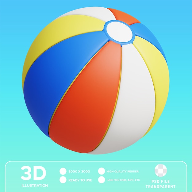 Ilustracja PSD Beach Ball 3D