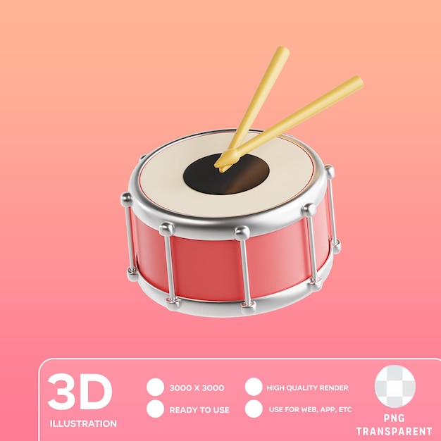 PSD ilustracja psd drum 3d