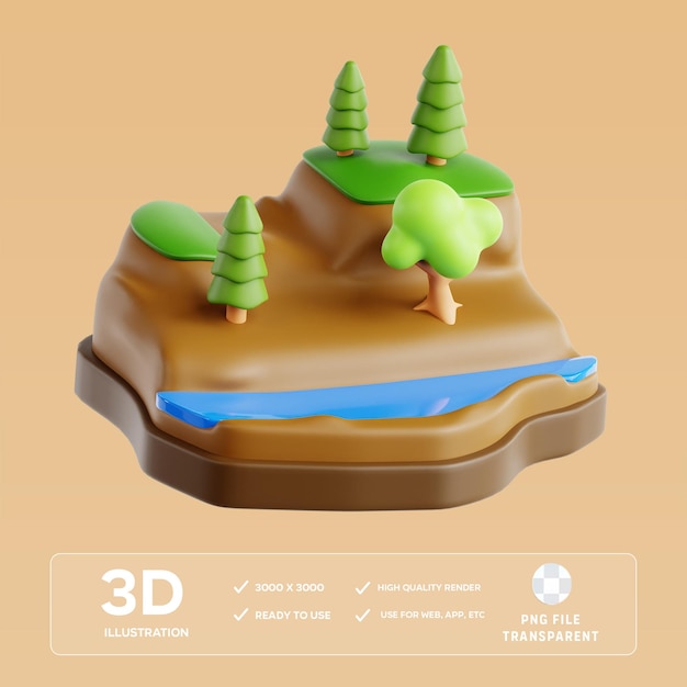 PSD ilustracja psd terrain 3d