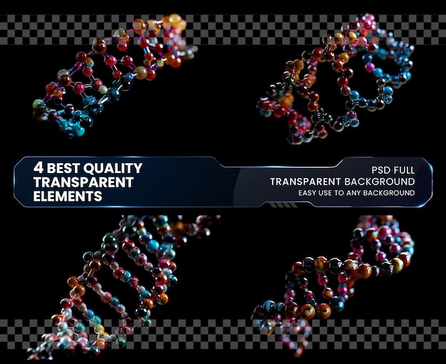 PSD image with dna molecule research concept on transparent background