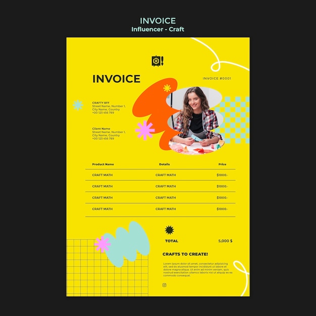 Influencer lifestyle invoice template