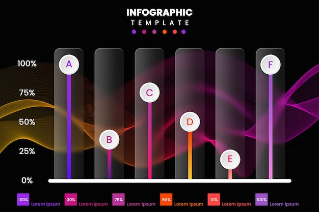 PSD infografika z 6 barami procentowymi