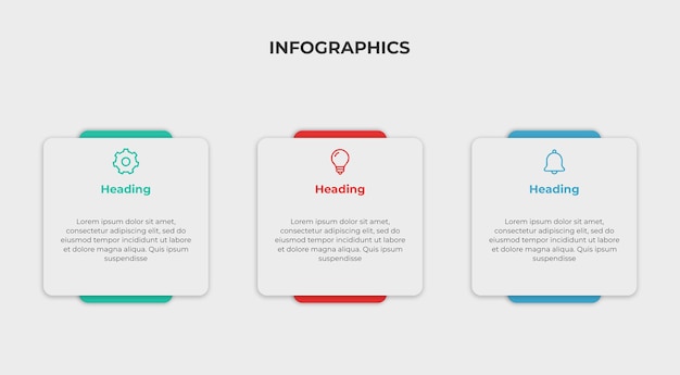 PSD infographic label design template with icons and 3 options or steps