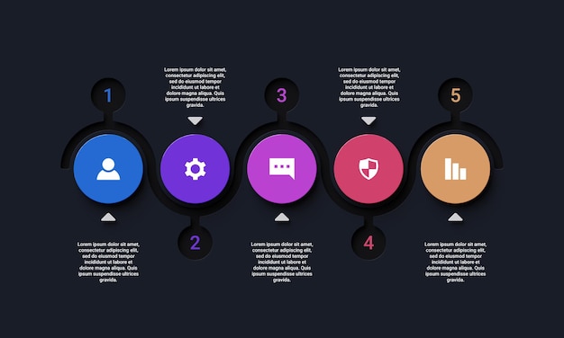 PSD infographic timeline template concept with 5 options