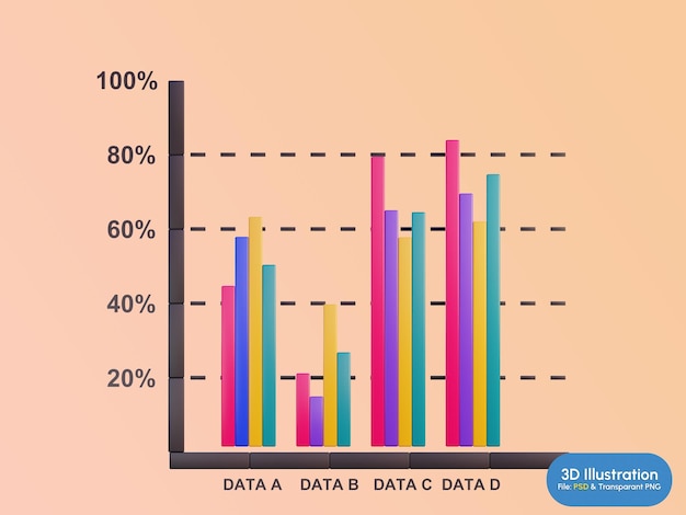 Infographics charts 3D illustration