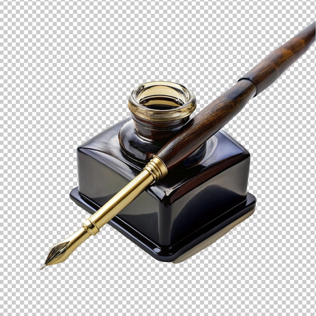 PSD ink well with a pen on transparent background