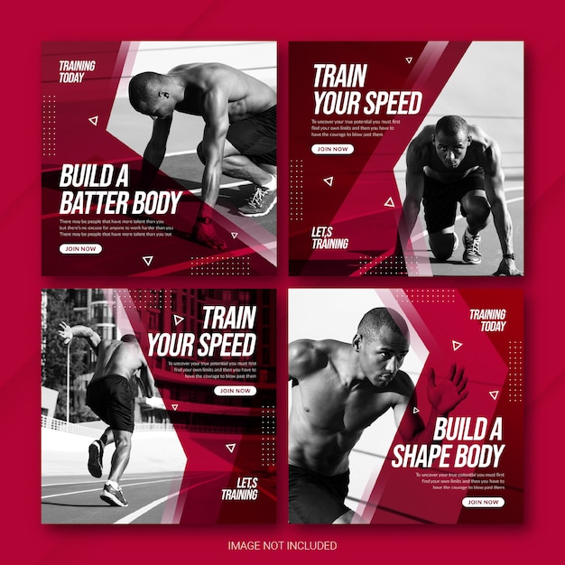 PSD instagram post bundle athlete sports template