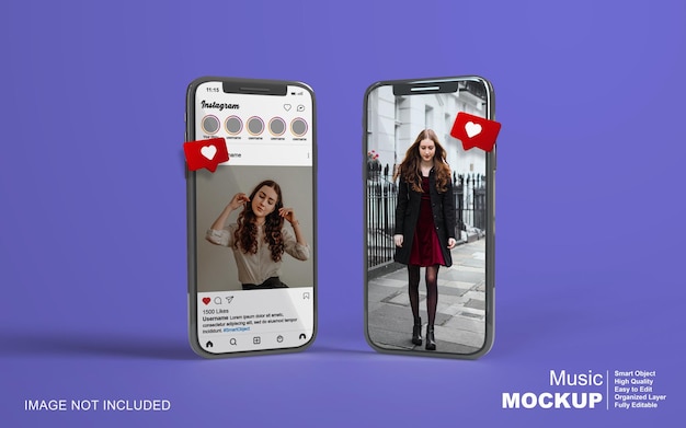 Instagram post template on mobile phone mockup