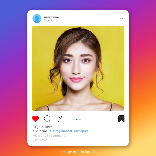 PSD instagram post template with gradient background