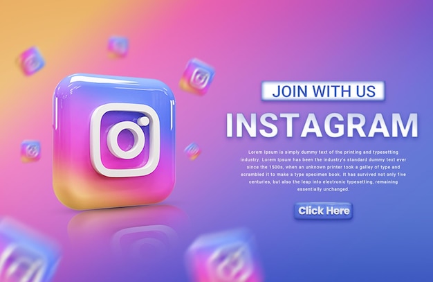 instagram social media marketing template banner social media marketing post with 3d icon