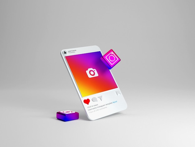 Instagram social media mockup interface 3d rendered