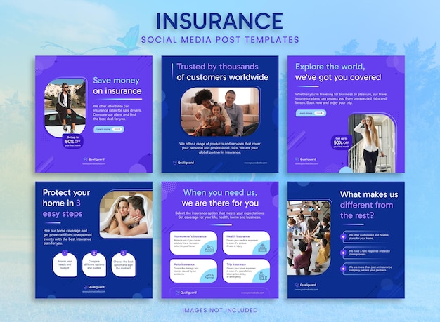 Insurance Post Templates Social Media Banners for Instagram and Facebook