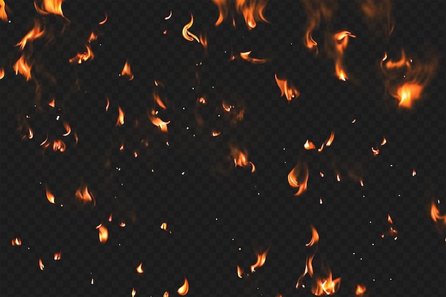 Intense Burning Fire Effect Overlay Isolated on Transparent Background Perfect for Visual Effect