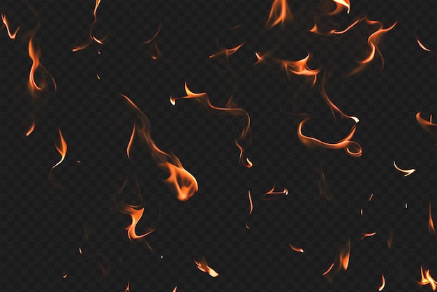 Intense Burning Fire Effect Overlay Isolated on Transparent Background Perfect for Visual Effect