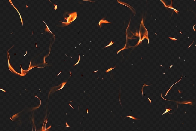 Intense Burning Fire Effect Overlay Isolated on Transparent Background Perfect for Visual Effect