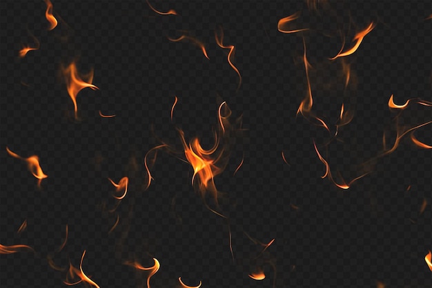 Intense Burning Fire Effect Overlay Isolated on Transparent Background Perfect for Visual Effect