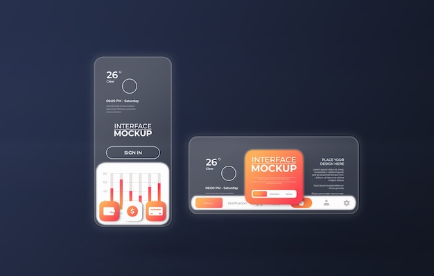 Interface mockup with glass effect