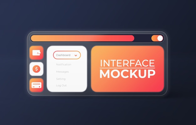 Interface mockup with glass effect