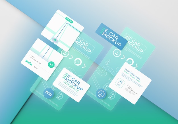 Interface mockup with glass effect