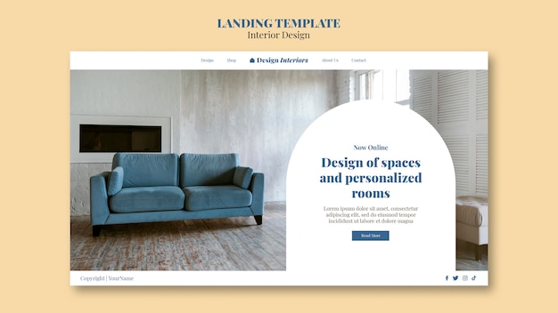 Interior design landing page template design