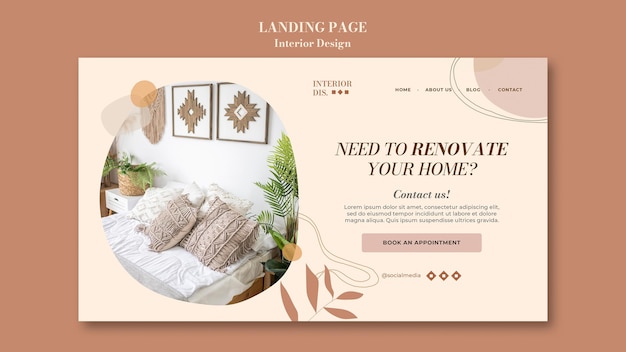 Interior design landing page template