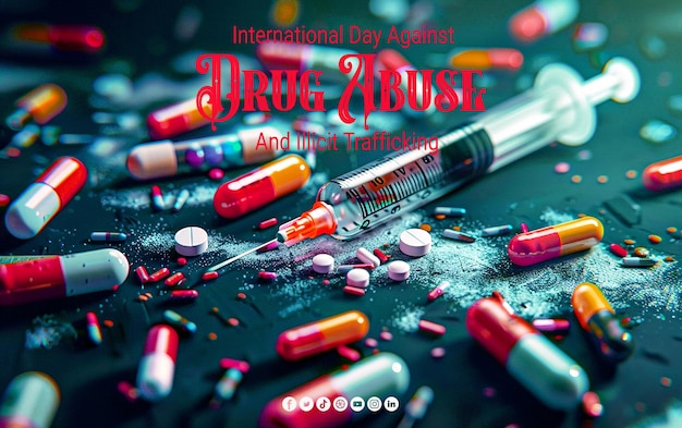 International day against drug abuse and illicit trafficking background banner design