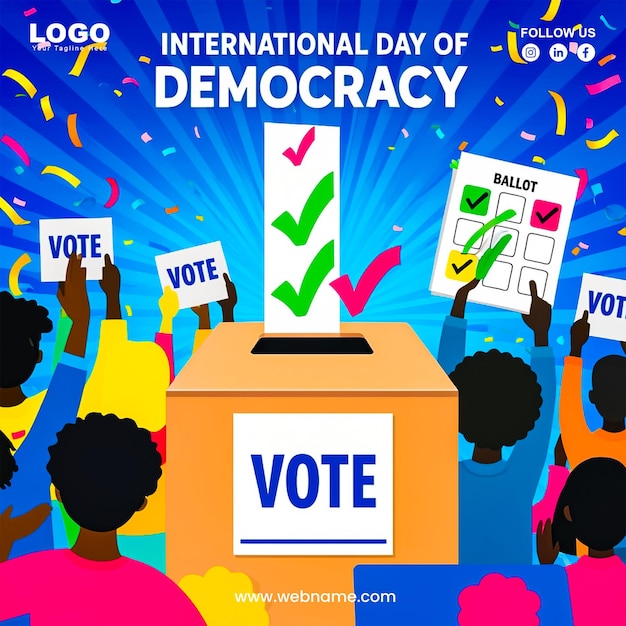 PSD international day of democracy social media post design template