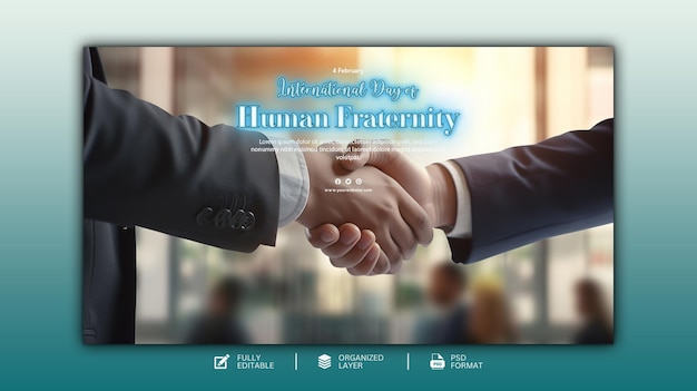 PSD international day of human fraternity social media graphic design template