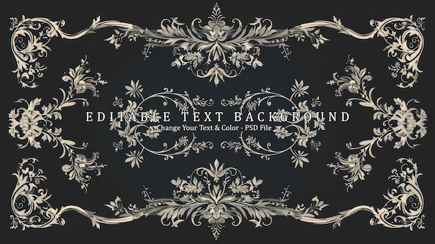 PSD intricate floral design on a black background