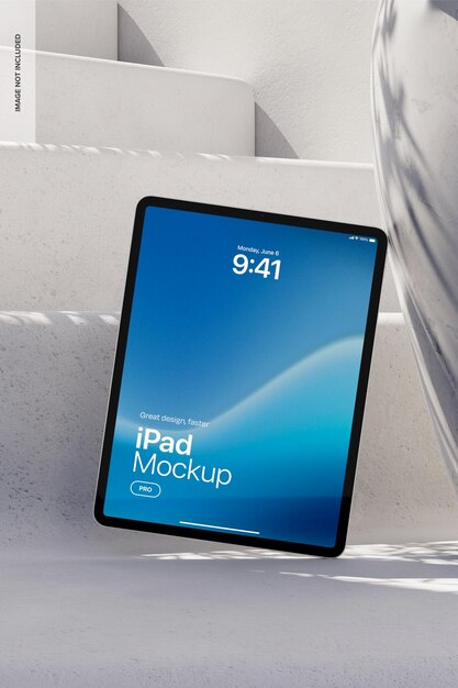 PSD ipad pro on greek space mockup front view