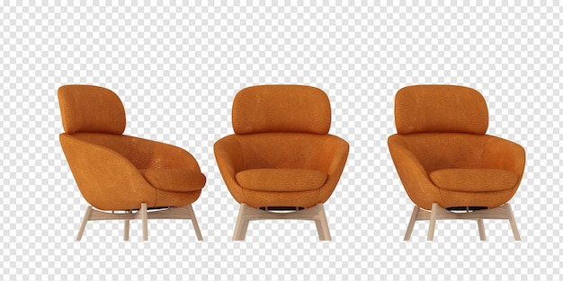 Isolated chair in 3d rendering