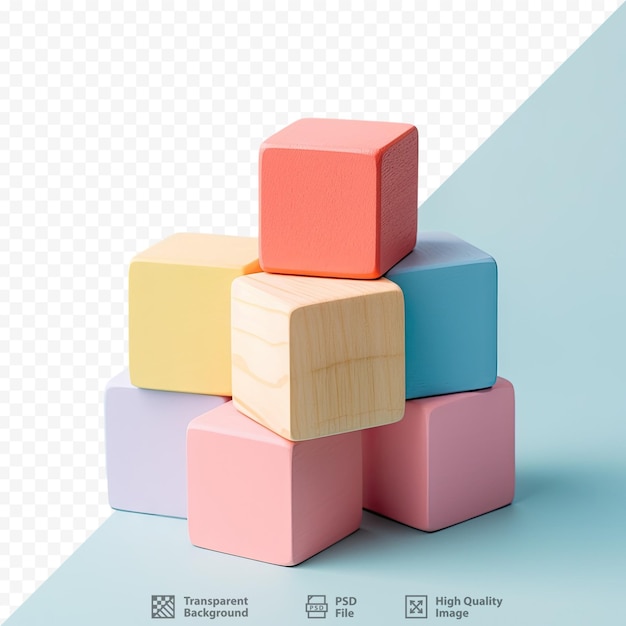 PSD isolated transparent background with colored wooden cubes