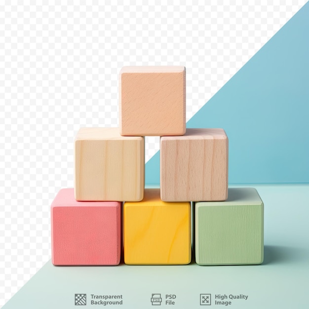 PSD isolated transparent background with colored wooden cubes