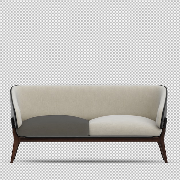 PSD isometric sofa 3d isolated render