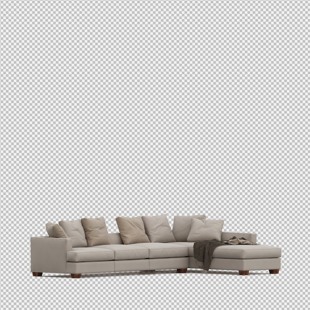 Isometric Sofa 3D isolated render