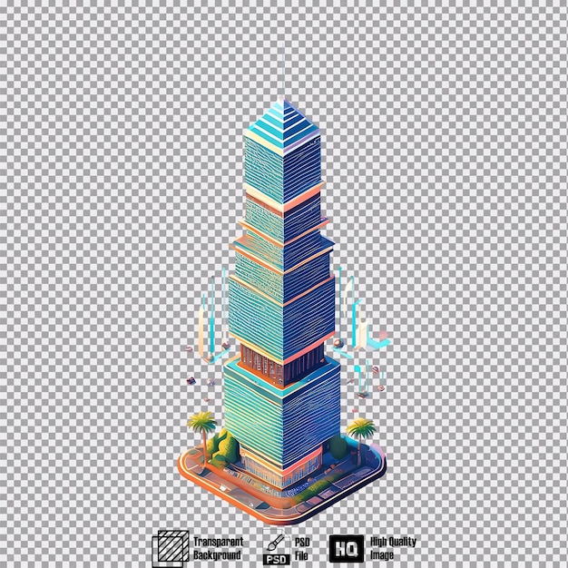 PSD isometric view of a modern skyscraper