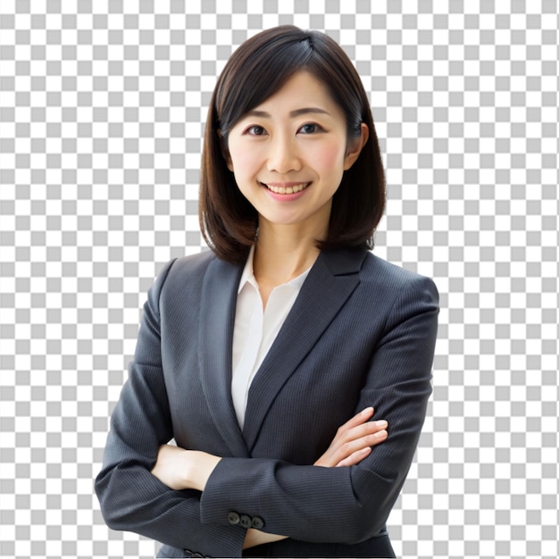 PSD japanese woman standing on transparent background