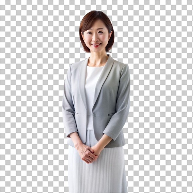 PSD japanese woman standing on transparent background