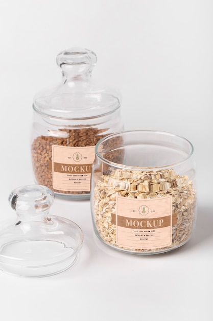 Jars with labels arrangement mockup