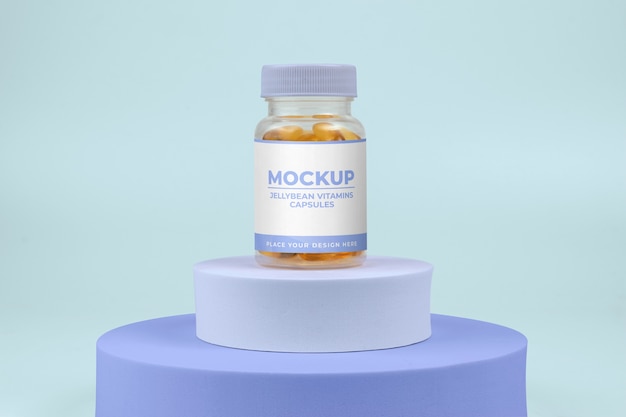 Jellybean vitamin jar mockup design